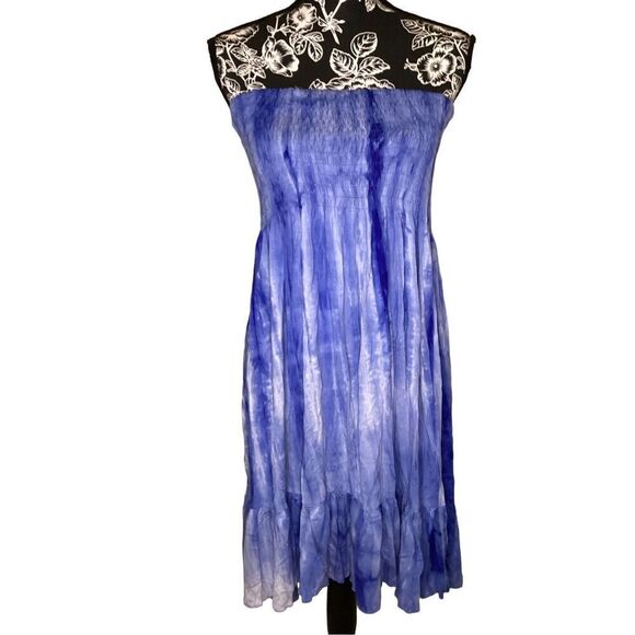 India Boutique Strapless Dress Ruffles Tie Dye Boho Bohemian - Picture 1 of 10